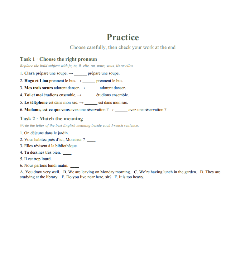 French Subject Pronouns