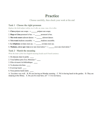 French Subject Pronouns