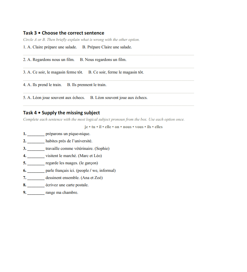 French Subject Verb Order