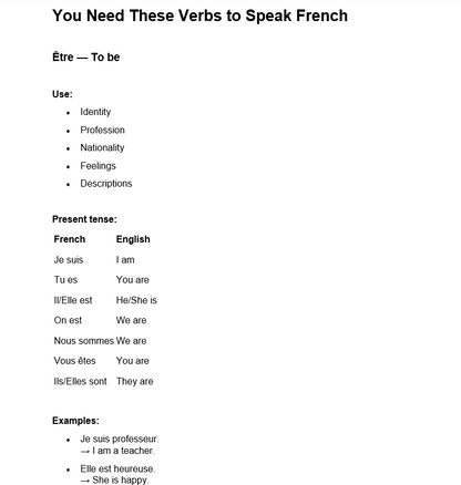 You Need These Verbs to Speak French